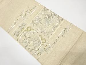 アンティーク　七宝に桐・花唐草模様刺繍袋帯（材料）